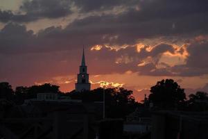 nantucket harbor view at sunset photo