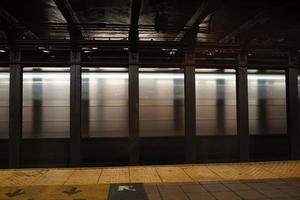 New york city subway moving train at 51 st station, 2022 photo