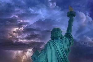 Statue of liberty New york city usa on storm background photo