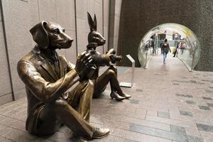 NEW YORK, USA - MAY 5 2019 -  Dog and bunny photographer statue photo