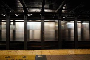New york city subway moving train at 51 st station, 2022 photo