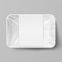 Plastic Food Container With Label. White Empty vector