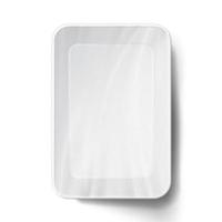 Styrofoam Food Tray Vector. White Empty Blank. Realistic Illustration. vector