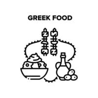 Greek Food Eat Vector Black Illustrations