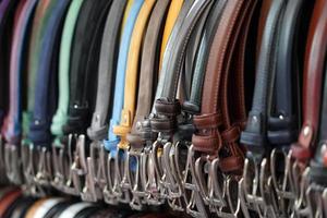 leather belts in italian market for sale photo