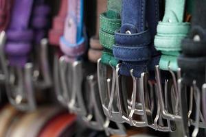 leather belts in italian market for sale photo