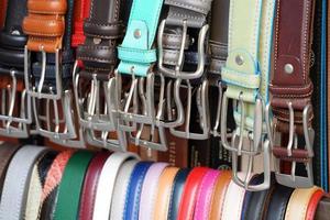 leather belts in italian market for sale photo