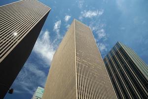 new york city skycrapers from street photo