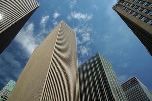 new york city skycrapers from street photo