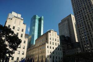 new york city skycrapers from street photo