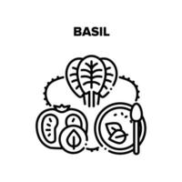Basil Spice Vector Black Illustration
