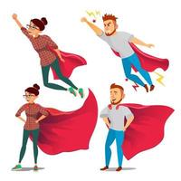 Super Businesswoman Character Vector. Achievement Victory Concept. Successful Superhero Business Person. Waving Red Cape. Isolated Flat Cartoon Illustration vector