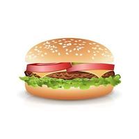 vector de hamburguesa realista de comida rápida. icono de hamburguesa grande