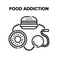 Food Addiction Vector Black Illustrations