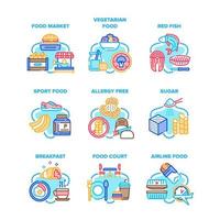 Food Meal Eating Set Icons Vector Illustrations