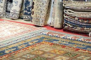 persian carpet old antique vintage in bazar shop market photo