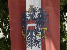Austria vertical flag detail photo