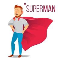 Superhero Businessman Character Vector. Red Cape. Successful Business Man Standing. Leadership Concept. Professional Manager, Programmer. Creative Modern Business Superhero. Isolated Illustration vector