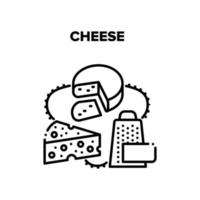 Cheese Food Vector Black Illustration