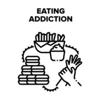 Eating Addiction Vector Black Illustrations