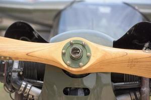 old airplane wood propeller detail photo