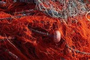 detalle de la red de pesca de los pescadores foto