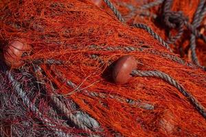 detalle de la red de pesca de los pescadores foto