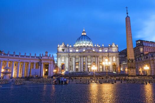 roma vaticano lugar catedral de san pedro en la noche foto