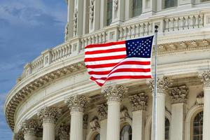 Washington DC Capitol detail on cloudy sky photo