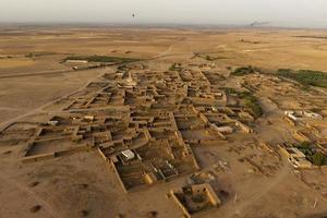 Maroc settlement in the desert near Marrakech aerial view photo