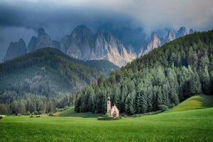 ranui church in south tyrol funes valley dolomites italy photo