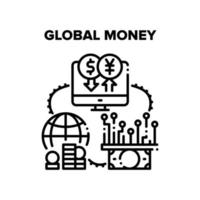 Global Money Vector Black Illustration