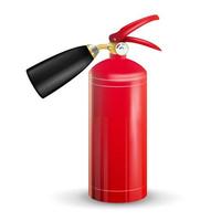 vector de extintor de incendios. signo 3d realista rojo extintor ilustración aislada