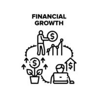 Financial Growth Vector Black Illustration