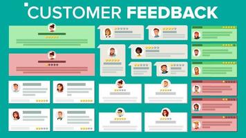 Customer Feedback Vector. Business Positive, Negative Review. Store Quality Work. Testimonials Notification Messages. User Photo. Review Rating Speech Bubble. Flat Cartoon Illustration vector