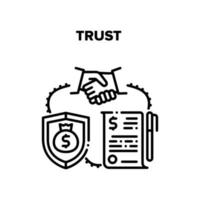 Trust In Deal Vector Black Illustration