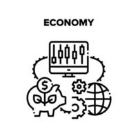 Economy Finance Vector Black Illustration