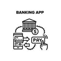 ilustración de vector negro de aplicación bancaria