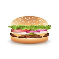 vector de hamburguesa popular realista de comida rápida