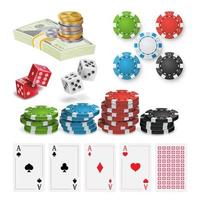 Casino Design Elements Vector. Poker Chips, Playing Cards, Craps. Isolated Illustration vector