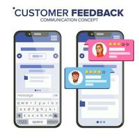 Customer Feedback Rating Vector. Smartphone Vector. Speech Bubbles. Social Media App Interface. Isolated Flat Illustration vector