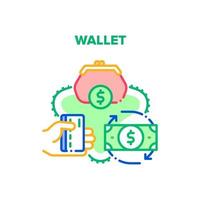 Wallet With Cash Vector Concept Color Illustration
