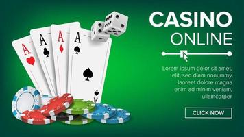 Casino Poker Design Vector. Casino Theme Fortune Background Concept. Poker Cards, Chips, Playing Gambling Cards. Realistic Illustration vector