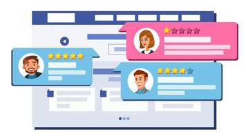 Review Rating Web Page Design Vector. Online Store, Shop, Market. Client Testimonials Concept. Good, Bad Rate. Positive, Negative Rate. Speech Bubbles. Isolated Flat Illustration vector