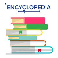 vector de pila de enciclopedia. pila de libros con marcadores. ciencia, concepto de aprendizaje. diccionario, icono de libro de texto de literatura. ilustración aislada plana