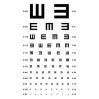Eye Test Chart Vector. E Chart. Vision Exam. Optometrist Check. Medical Eye Diagnostic. Sight, Eyesight. Ophthalmic Table For Visual Examination. Isolated Illustration vector
