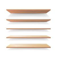 Empty Wood Shelves Template Vector Set