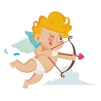 Classic Cupid Vector. Cupids Silhouette. Valentine Day. Shoots A Bow. Flat Cartoon Illustration vector