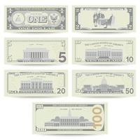 conjunto de billetes de dólares vector. dibujos animados vector
