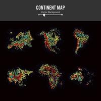 Continent Maps. Abstract Background Vector. Colorful Dots Isolated On Black. vector